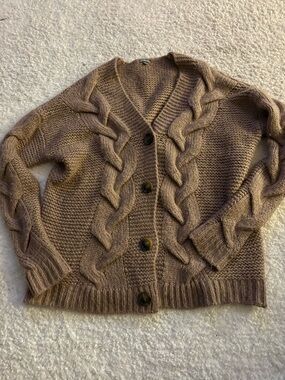 Charlotte Russe Chunky brown knit button down cardigan. Size Medium